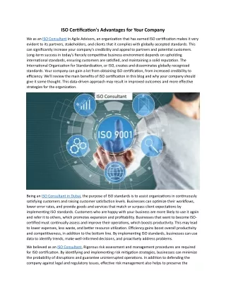 ISO Certification's Advantages for Your Company
