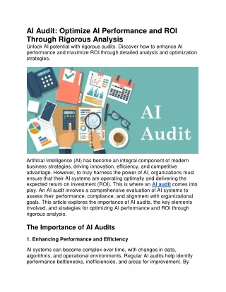 AI Audit: Optimize AI Performance and ROI Through Rigorous Analysis