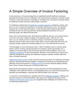 A Simple Overview of Invoice Factoring