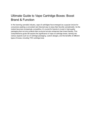 Vape Oil Cartidge Boxes