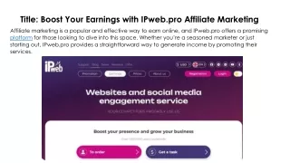 Boost Your Earnings with IPweb.pro Affiliate Marketing