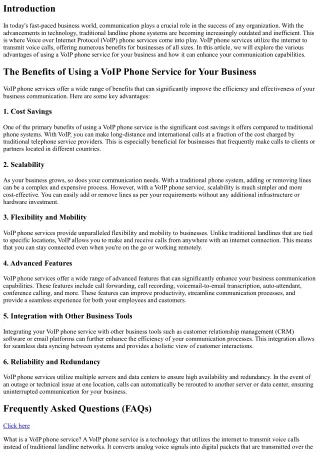 The Benefits of Using a VoIP Phone Service for Your Business