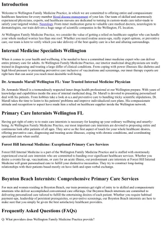 Wellington Family Medicine Practice: Caring for Every Member of Your Family