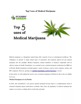 Top 5 uses of Medical Marijuana