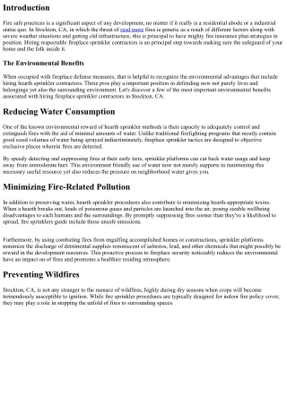 The Environmental Benefits of Hiring Fire Sprinkler Contractors in Stockton, CA