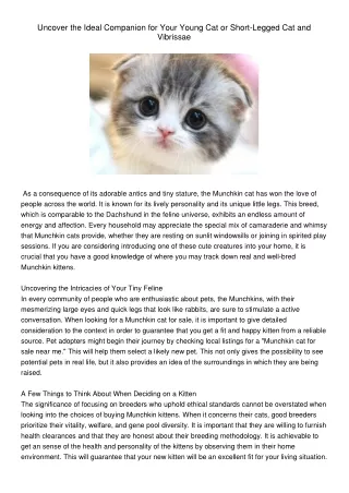 UncovertheIdealCompanionforYourYoungCatorShort-LeggedCatandVibrissae