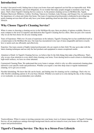 Tigard's Cleaning Service: The Key to a Stress-Free Lifestyle