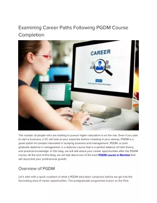 Examining Career Paths Following PGDM Course Completion