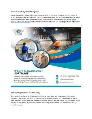 Waste Management in the Automotive Industry