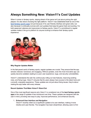 Always Something New_ Vision11’s Cool Updates