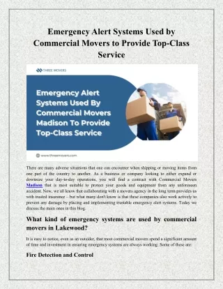 Emergency Alert Systems Used by Commercial Movers to Provide Top Class Service