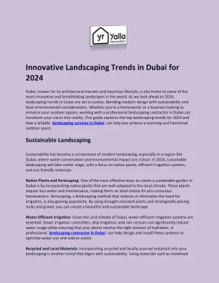 Innovative Landscaping Trends in Dubai for 2024