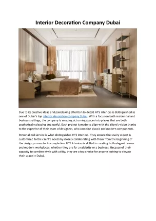 Interior Decoration Company Dubai