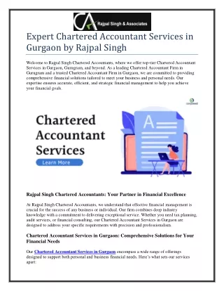 Chartered Accountant Services in Gurgaon by Rajpal Singh