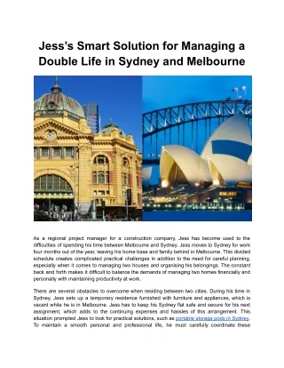 Jess’s Smart Solution for Managing a Double Life in Sydney and Melbourne