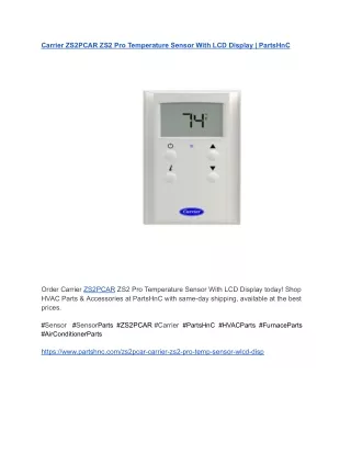 Carrier ZS2PCAR ZS2 Pro Temperature Sensor With LCD Display _ PartsHnC