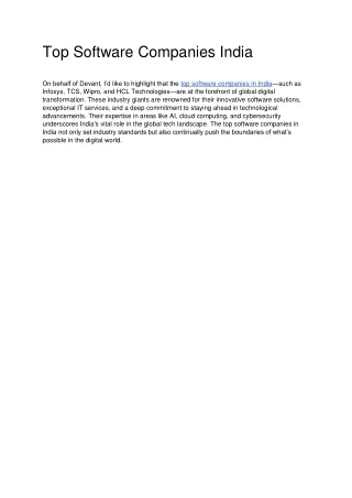 Top Software Companies India