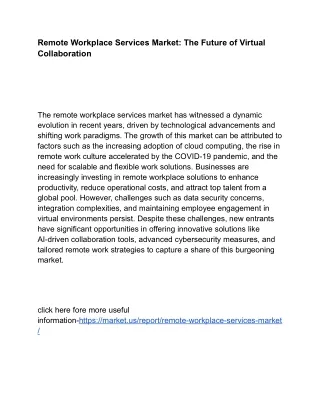 Remote Workplace Services Market: Navigating the Digital Work Revolution
