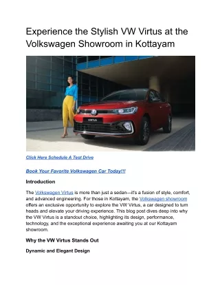 Experience the Stylish VW Virtus at the Volkswagen Showroom in Kottayam