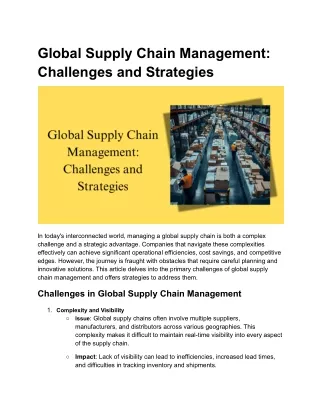 Global Supply Chain Management_ Challenges and Strategies