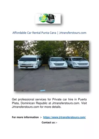 Affordable Car Rental Punta Cana | Jrtransferstours.com