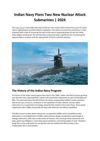 Indian Navy Plans Two New Nuclear Attack Submarines
