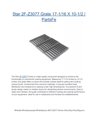 Star 2F-Z3077 Grate 17-1_16 X 10-1_2 _ PartsFe