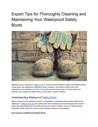 Expert Tips for Thoroughly Cleaning and Maintaining Your Waterproof Safety Boots