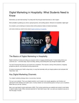 Digital Marketing in Hospitality - What Students Need to Know