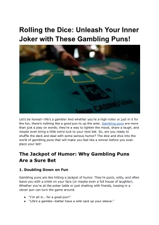 Rolling the Dice_ Unleash Your Inner Joker with These Gambling Puns
