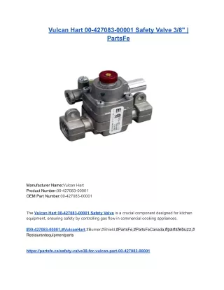 Vulcan Hart 00-427083-00001 Safety Valve 3_8_ _ PartsFe