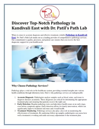 Trusted Pathology Services in Kandivali East