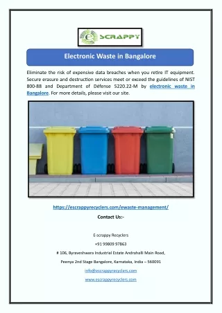 Electronic Waste in Bangalore