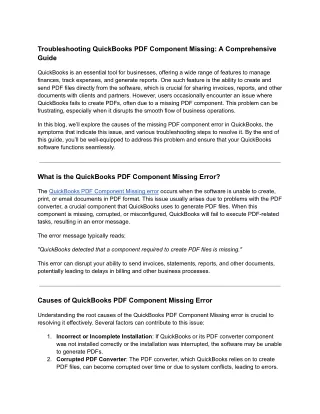 Troubleshooting QuickBooks PDF Component Missing_ A Comprehensive Guide