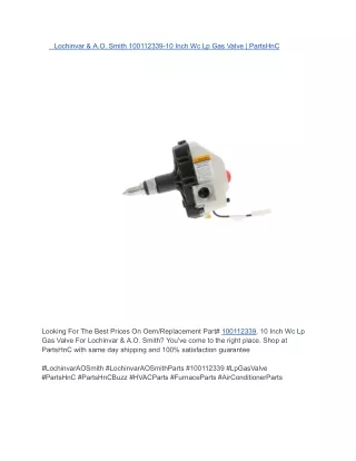 _Lochinvar & A.O. Smith 100112339-10 Inch Wc Lp Gas Valve _ PartsHnC