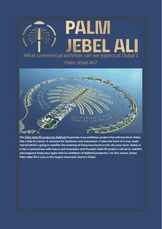 What commercial activities can we expect at Dubai’s Palm Jebel Ali