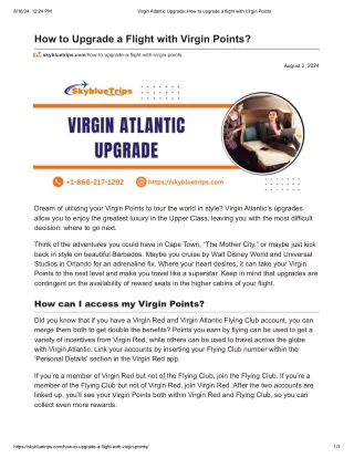 Virgin Atlantic Upgrade_ How to upgrade a flight with Virgin Points