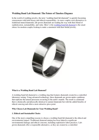 Wedding Band Lab Diamond: Modern Elegance and Ethics