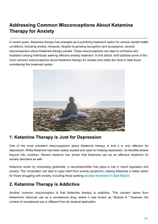 Addressing Common Misconceptions About Ketamine Therapy for Anxiety-1