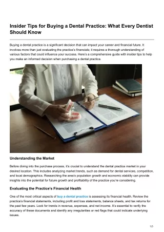 Insider Tips for Buying a Dental Practice What Every Dentist Should Know