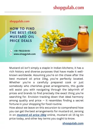 How to Find the Best 15kg Mustard Oil Price Deals