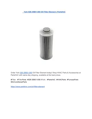 York 026-35601-000 Oil Filter Element _ PartsHnC
