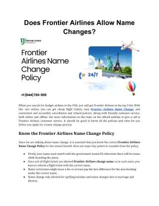 Does Frontier Airlines Allow Name Changes