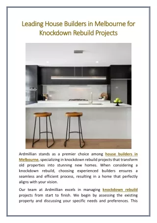 Leading House Builders in Melbourne for Knockdown Rebuild Projects