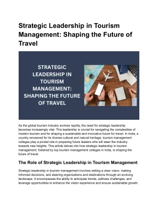 Strategic Leadership in Tourism Management_ Shaping the Future of Travel