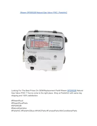Rheem SP20832B Natural Gas Valve 4_WC _ PartsHnC