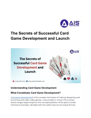 Comprehensive Card Game Development Services