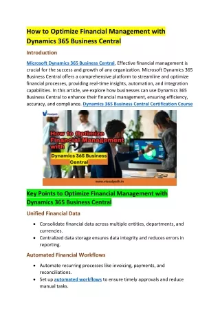 MS Dynamics 365 Business Central Training Hyderabad - Visualpath