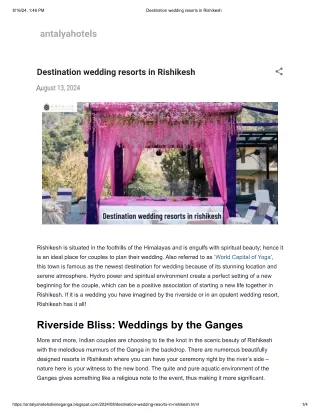 Top Destination Wedding Resorts in Rishikesh for a Dream Event.