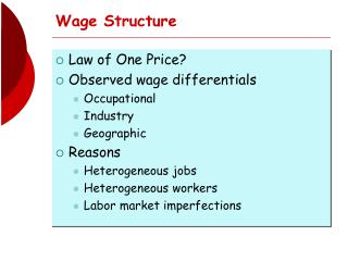 Wage Structure